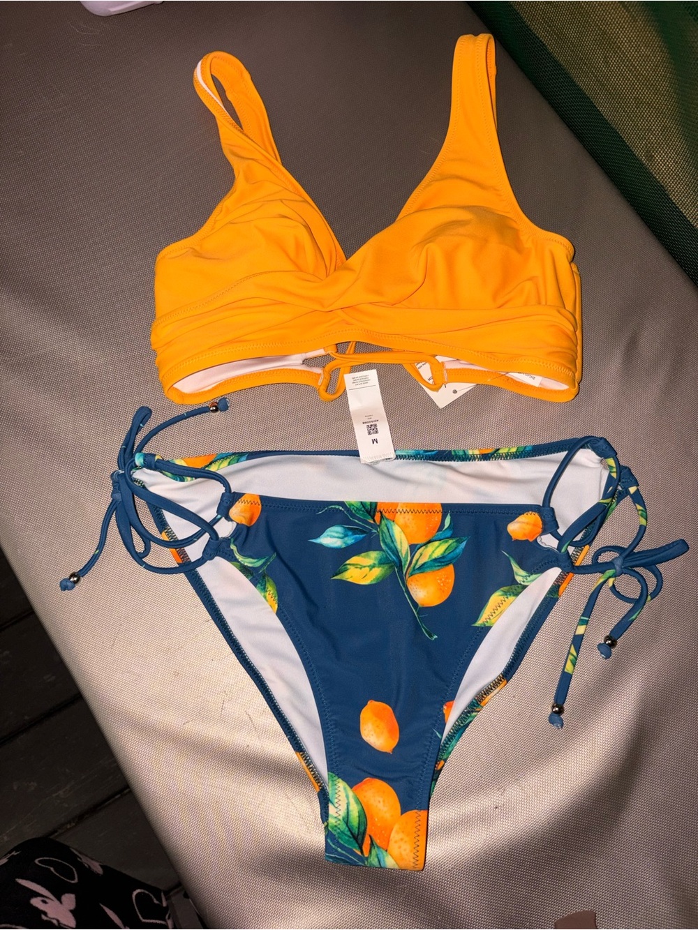 Cupshe Orange and Navy Floral Bikini Set